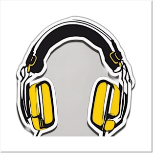 Headphone Yellow Shadow Silhouette Anime Style Collection No. 400 Posters and Art